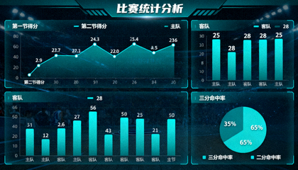 体育数据分析界面中比赛统计图表的展示画面